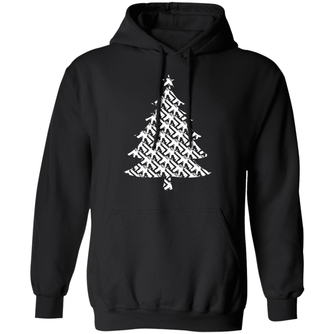Rifle Firearm Christmas Tree Ugly Christmas Pullover Hoodie