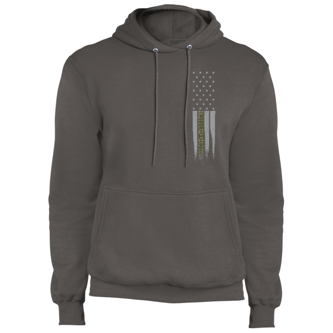 Military Camo Thin Line American Flag Pullover Hoodie