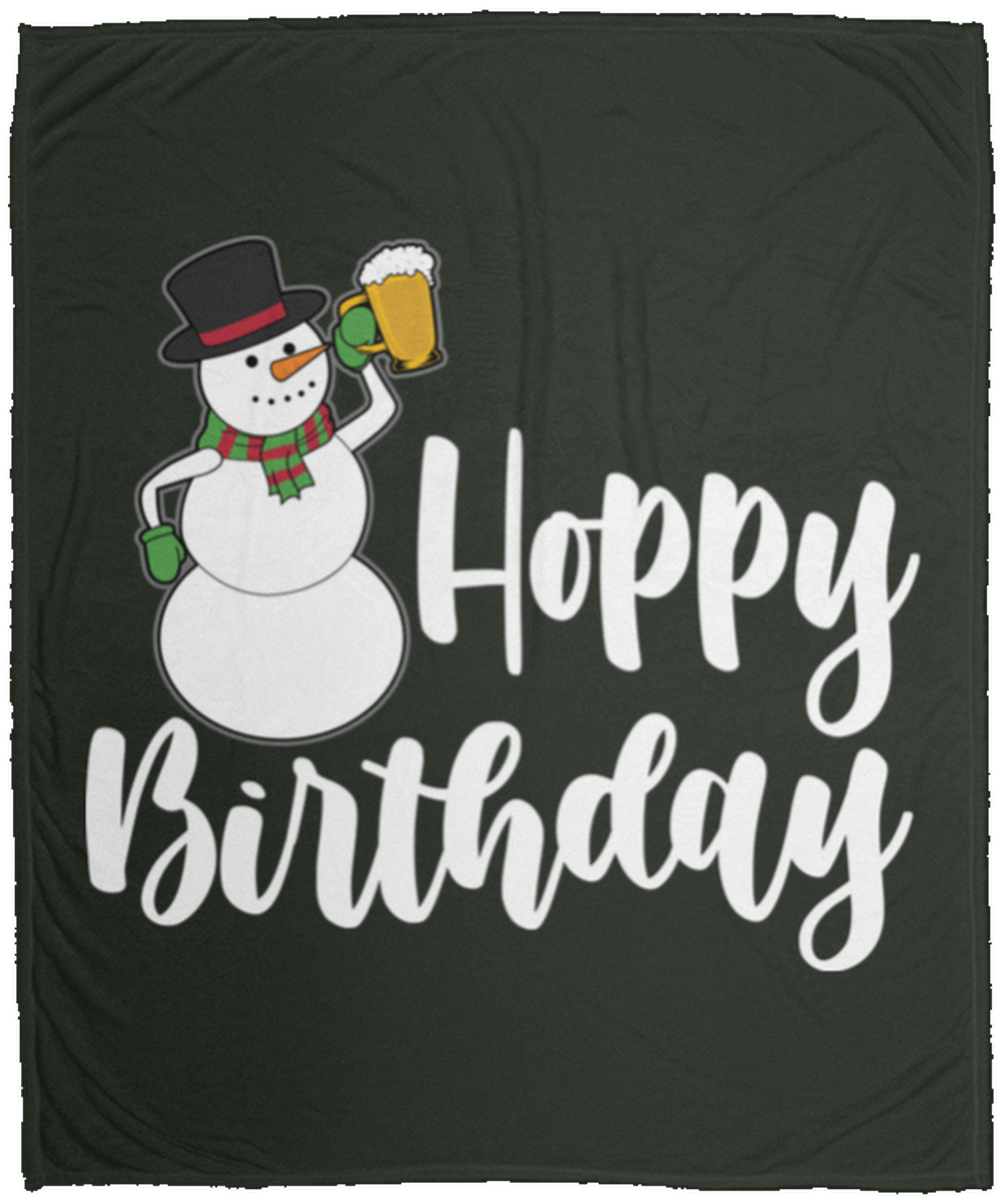 Hoppy Birthday Snowman Christmas Fleece Blanket - 50x60