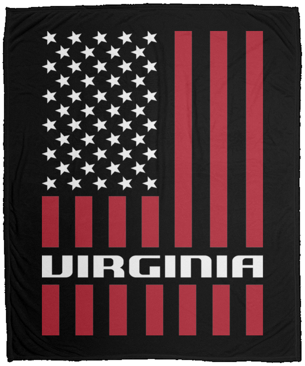 Virginia American Flag Fleece Blanket - 50x60