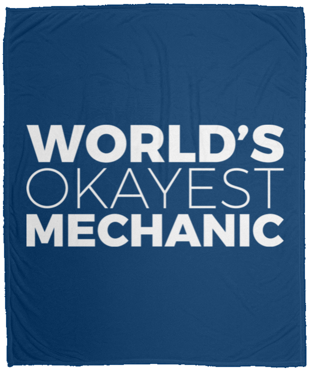 World's Okayest Mechanic Funny Automotive Fleece Blanket - 50x60