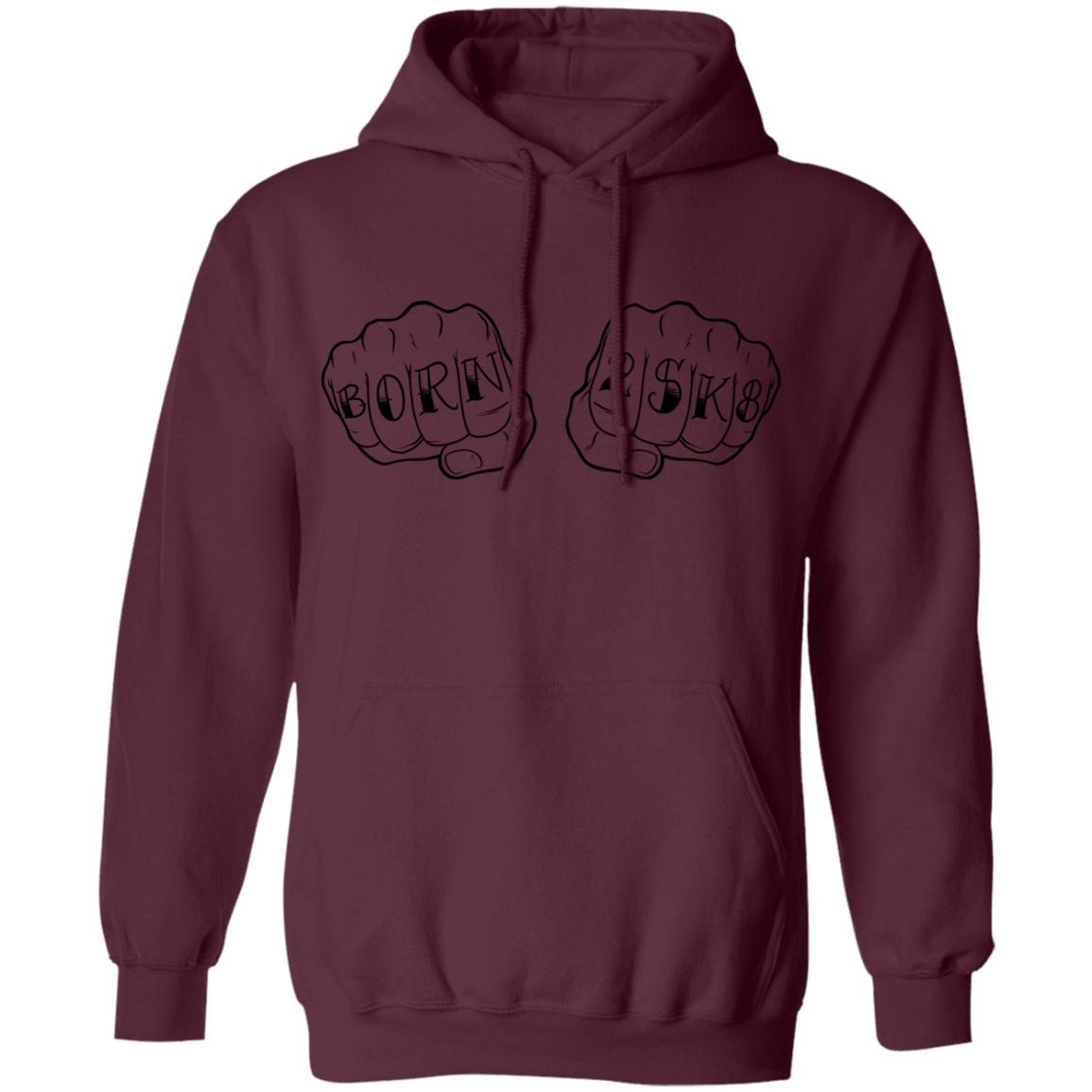 Born 2SK8 To Skateboard Knuckles Pullover Hoodie