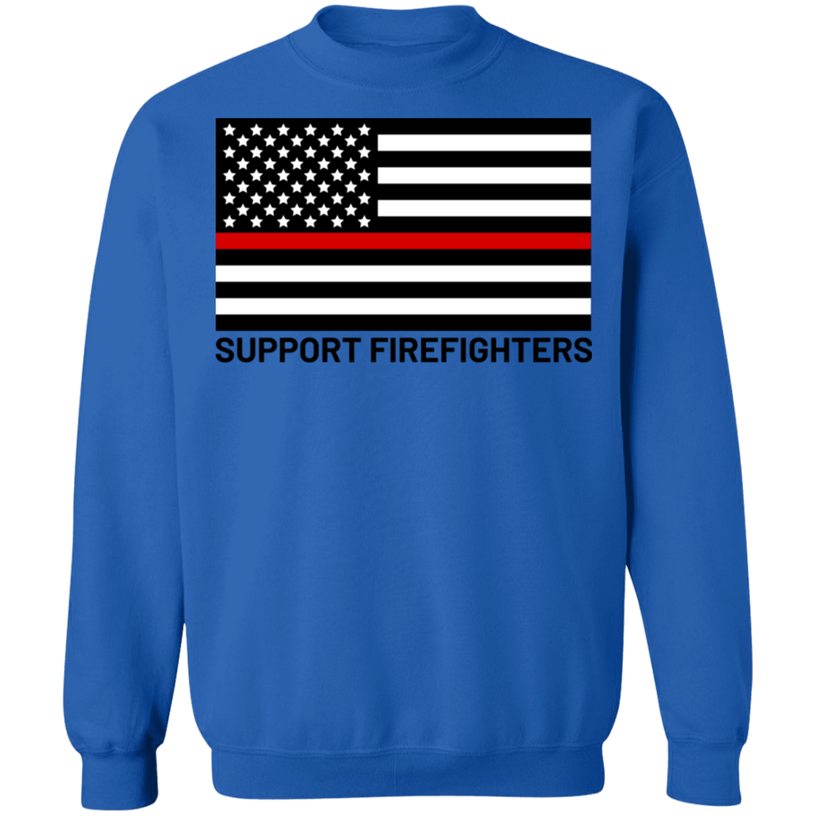 Support Firefighters Red Line American Flag Crewneck Sweatshirt