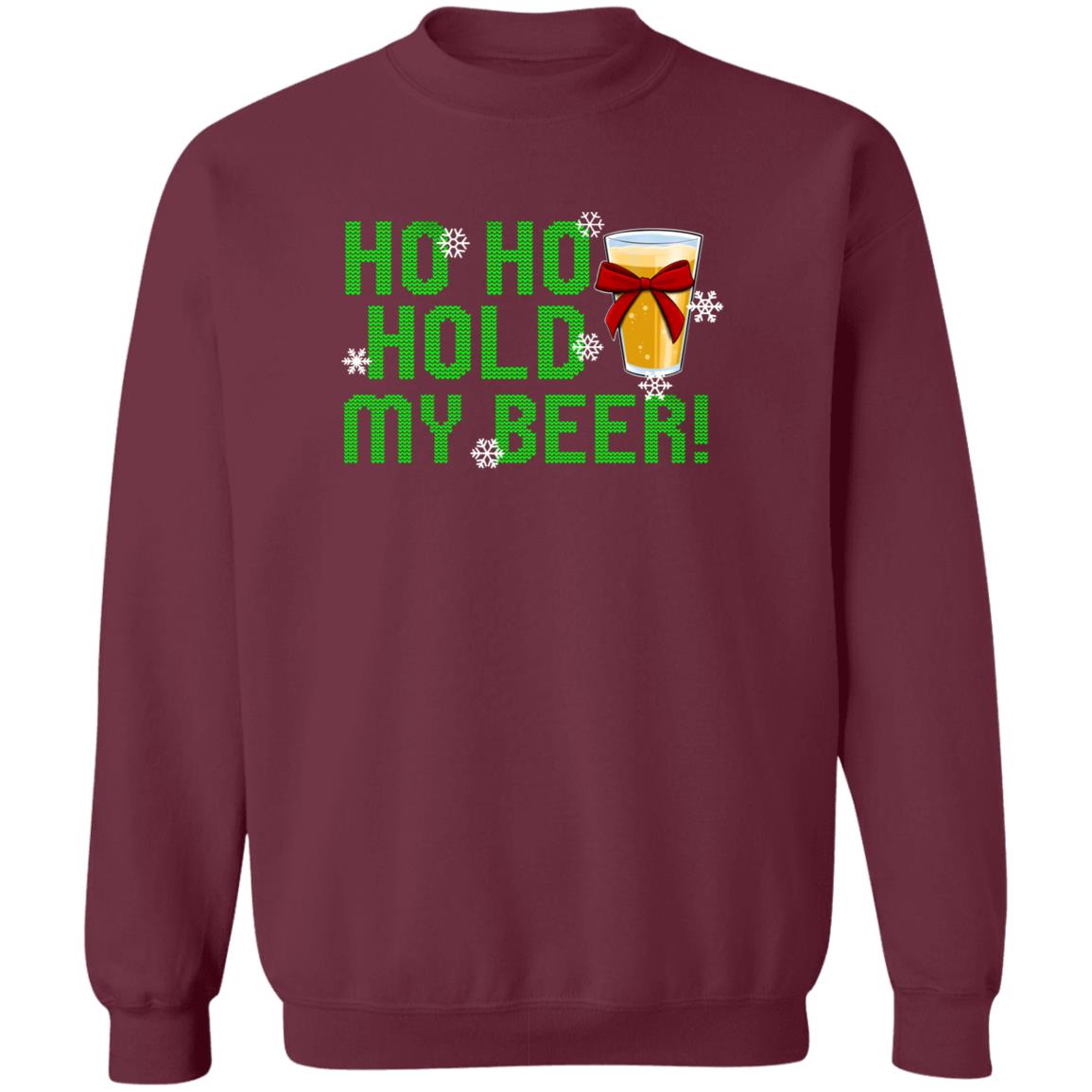Ho Ho Hold My Beer Funny Christmas Crewneck Sweatshirt