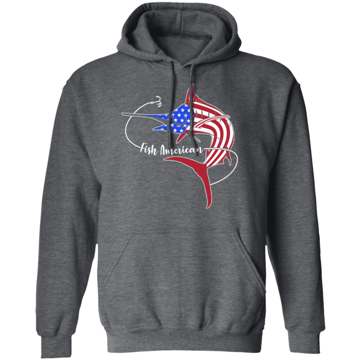 Marlin Fish Saltwater American Flag USA Pullover Hoodie