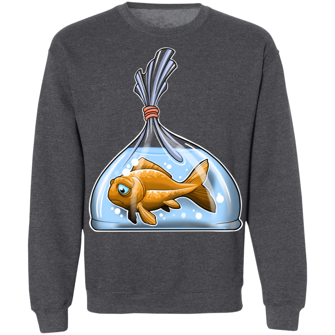 Sad Goldfish in a Bag Crewneck Pullover Sweatshirt