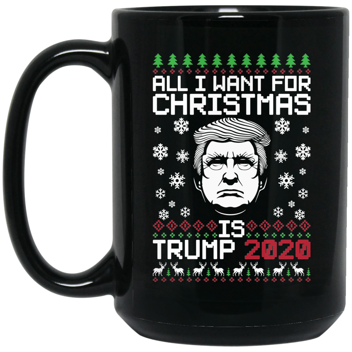 Wheel Spin Addict 15 oz Mug, Trump 2020 Christmas Black Mug