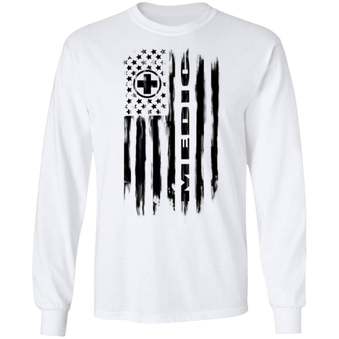 Medic Ambulance Nurse Hospital American Flag Long Sleeve T-Shirt