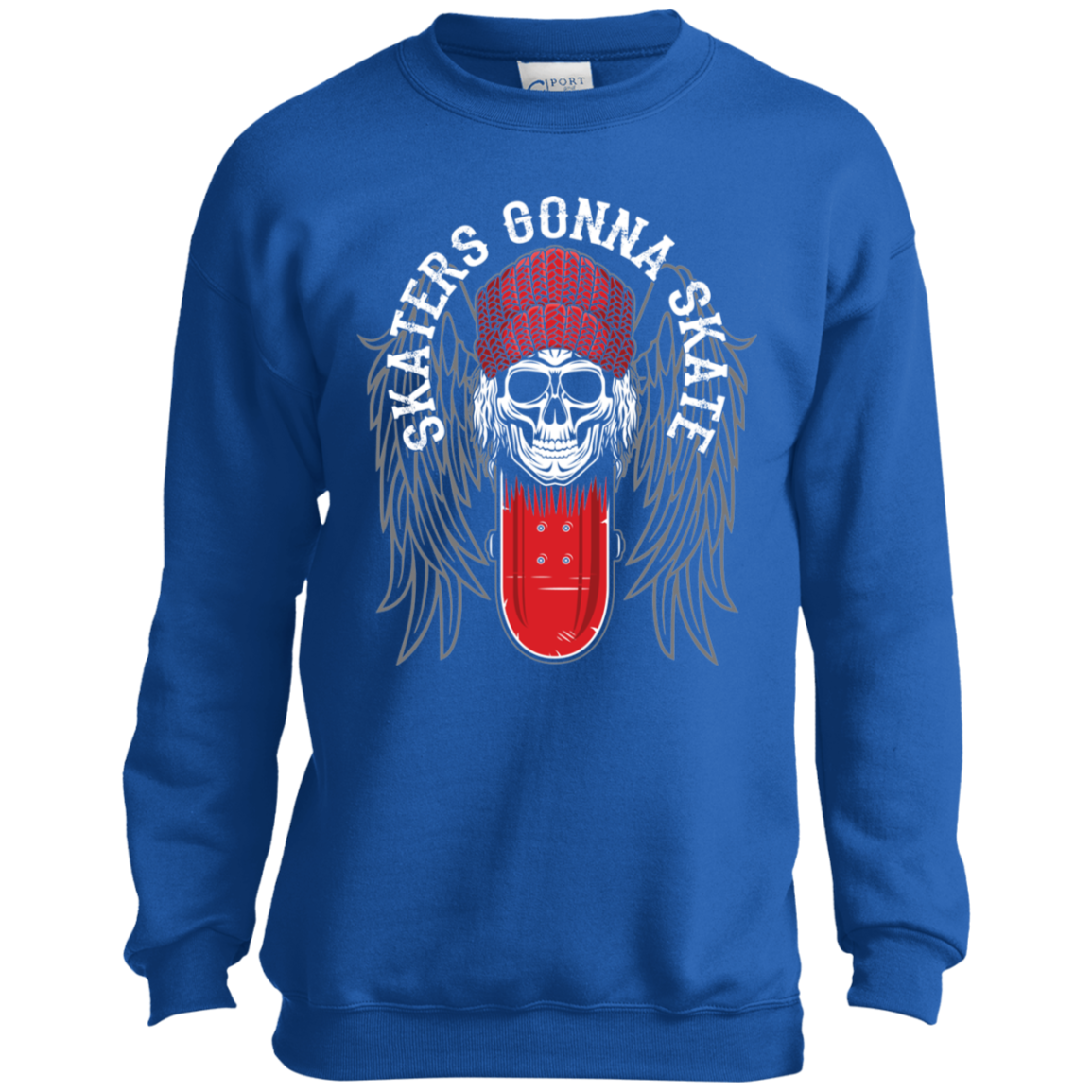 Skaters Gonna Skate Skateboarding Youth Crewneck Sweatshirt