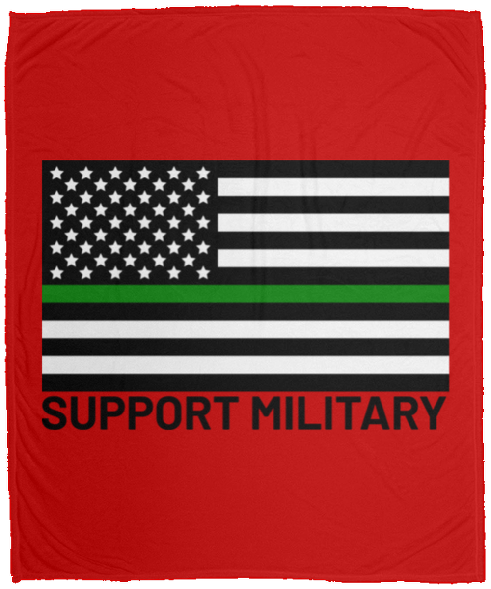 Support Military Thin Green Line American Flag Fleece Blanket - 50x60