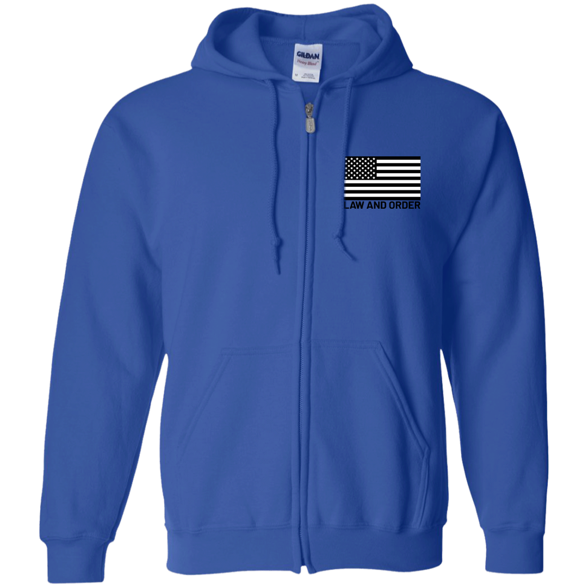 Law and Order American Flag Zip Up Hooded Sweatshirt