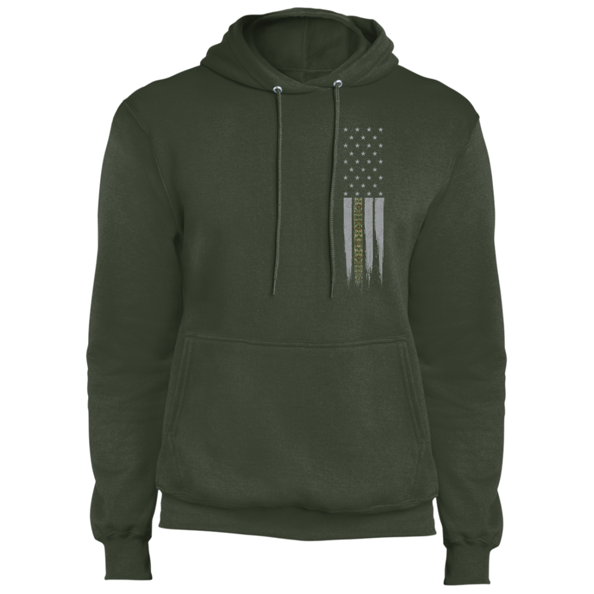 Military Camo Thin Line American Flag Pullover Hoodie