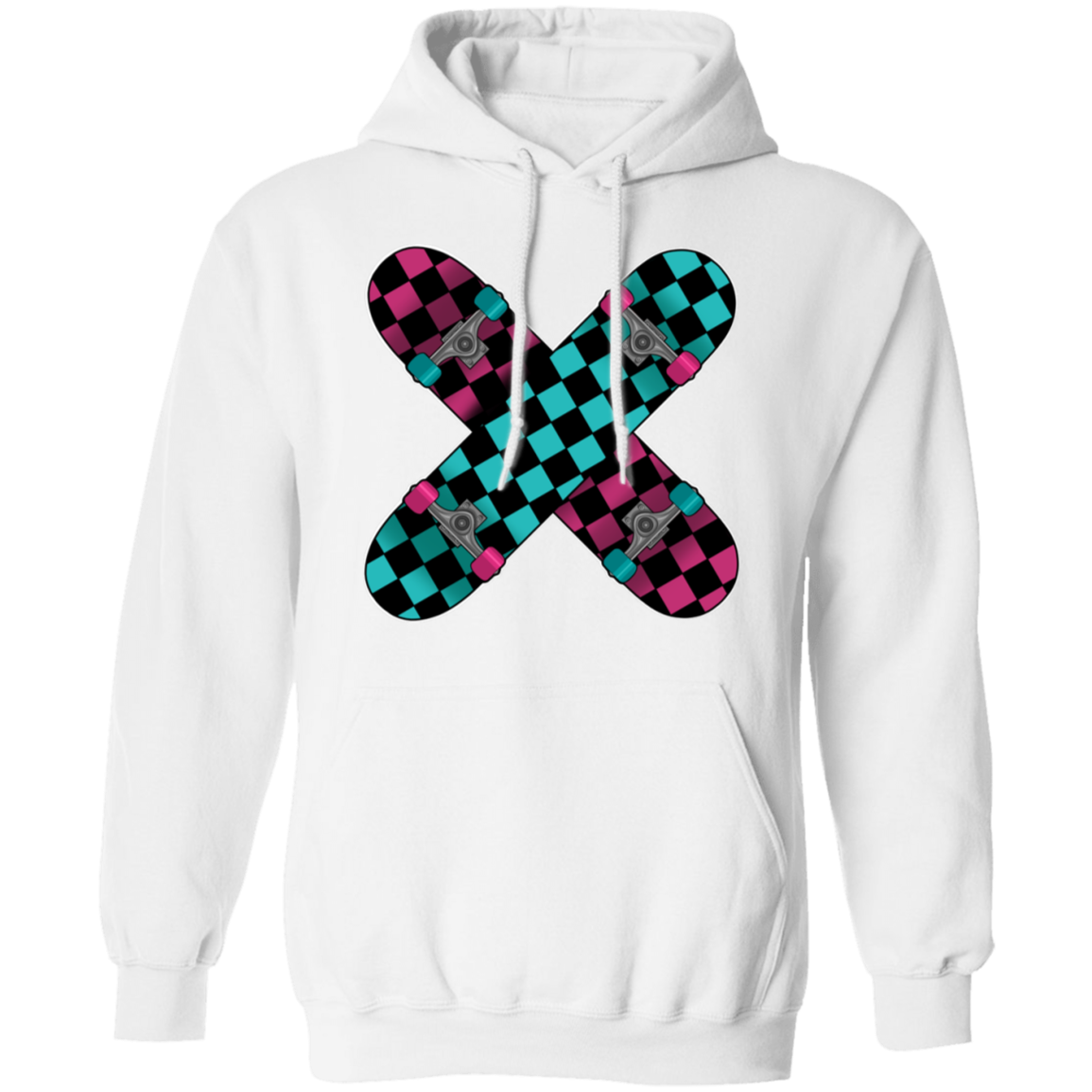 Retro 80's Checkered Skateboards Skateboarding Pullover Hoodie