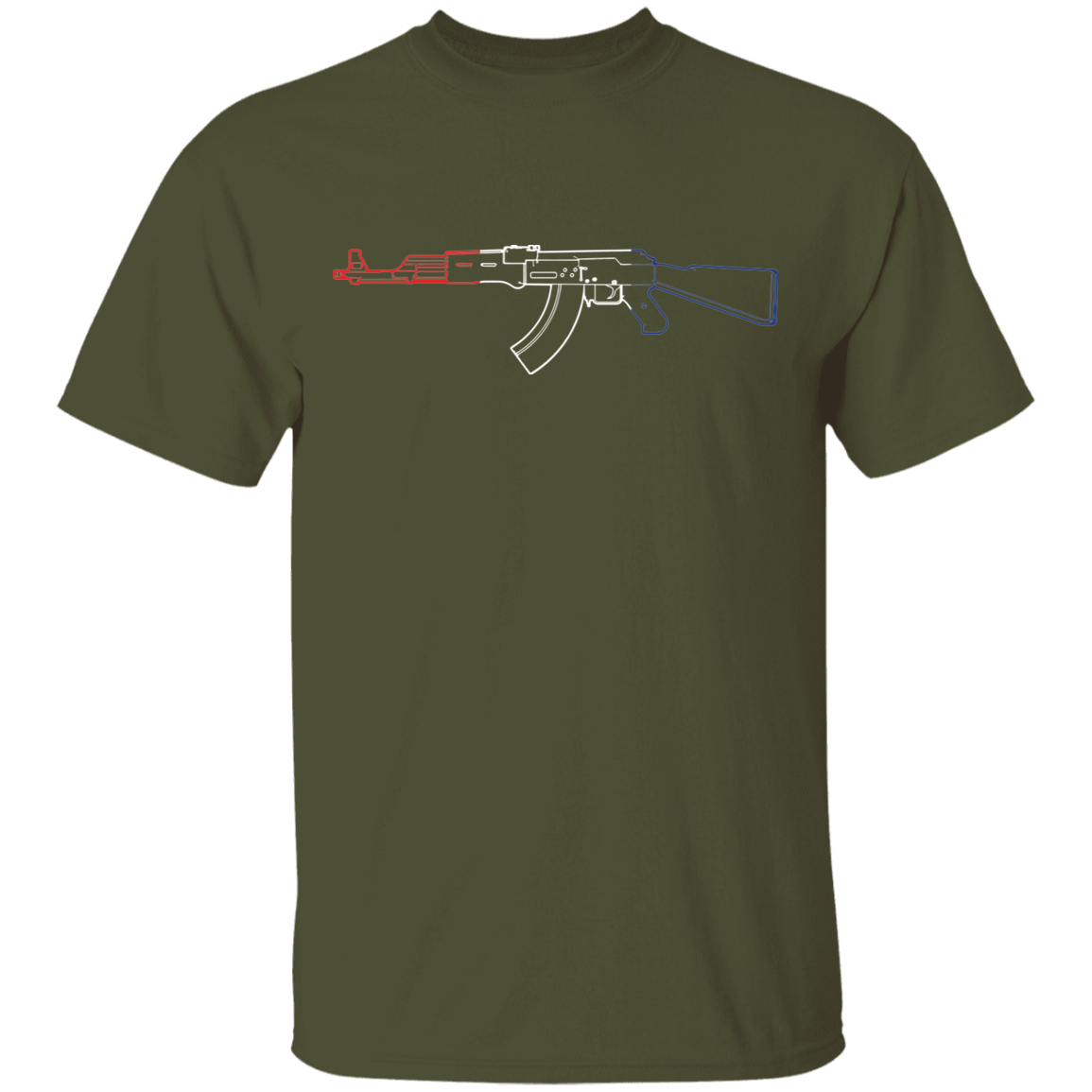 AK-47 Firearm Rifle Red White Blue T-Shirt
