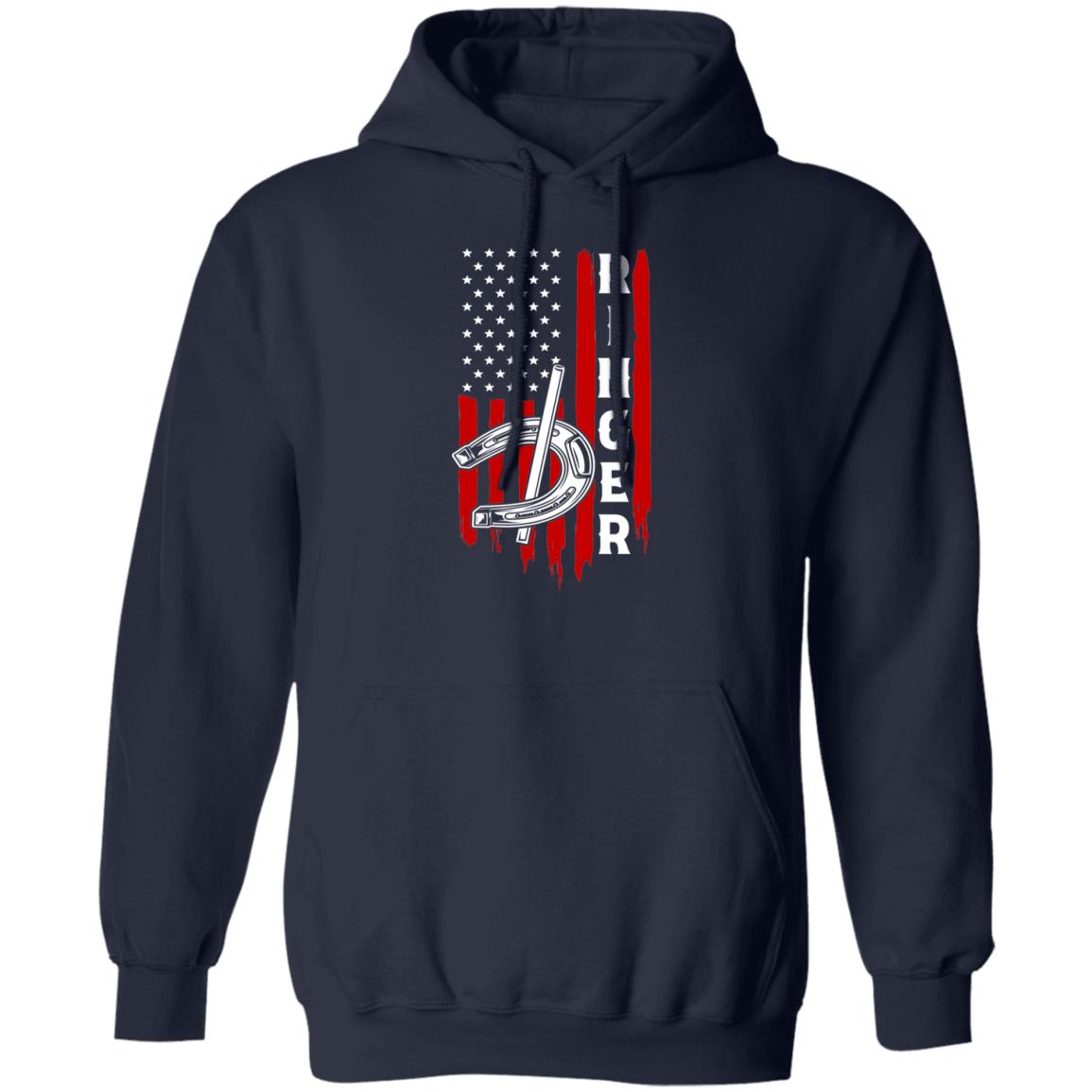 Ringer Horseshoe American Flag Pullover Hoodie