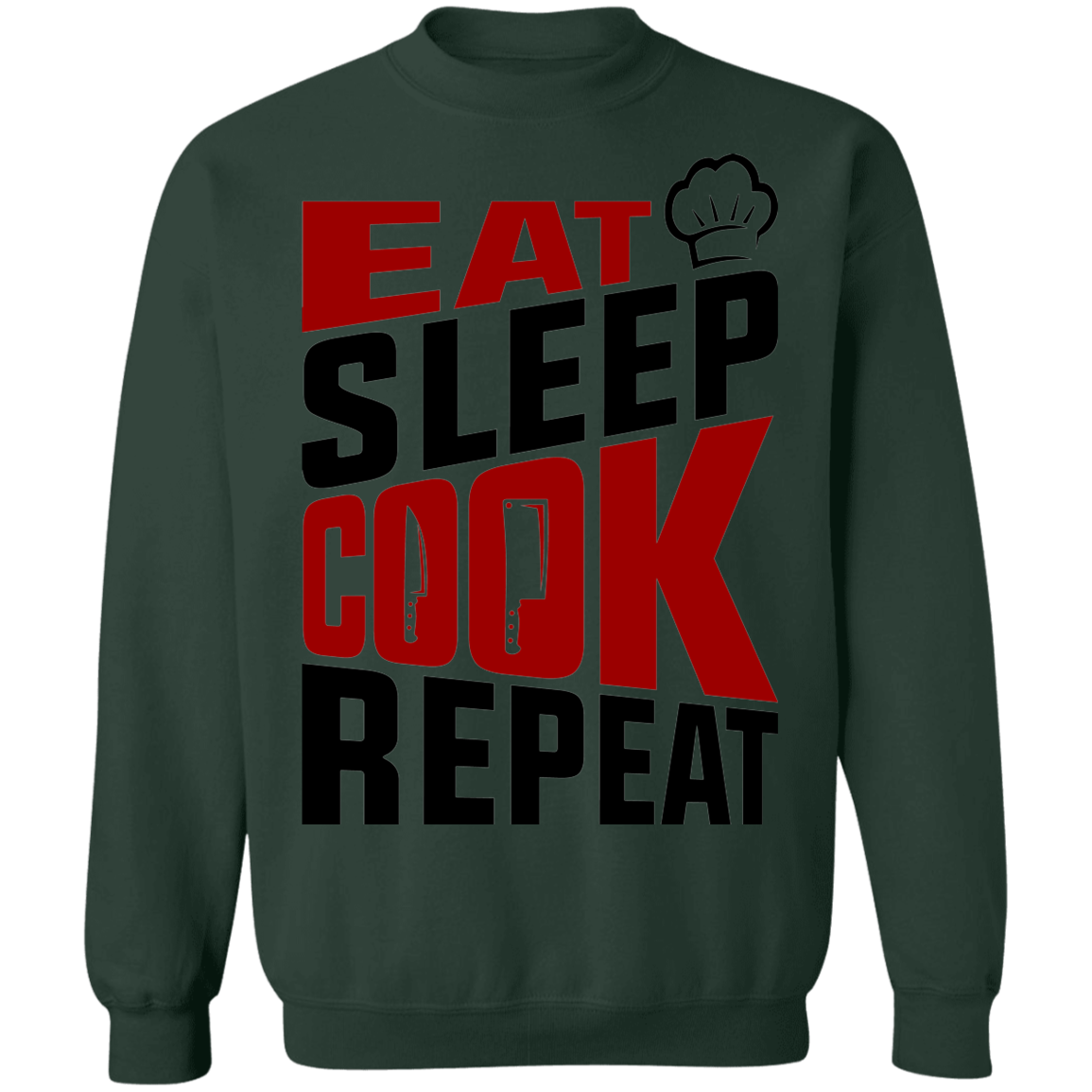 Eat Sleep Cook Repeat Chef Crewneck Sweatshirt