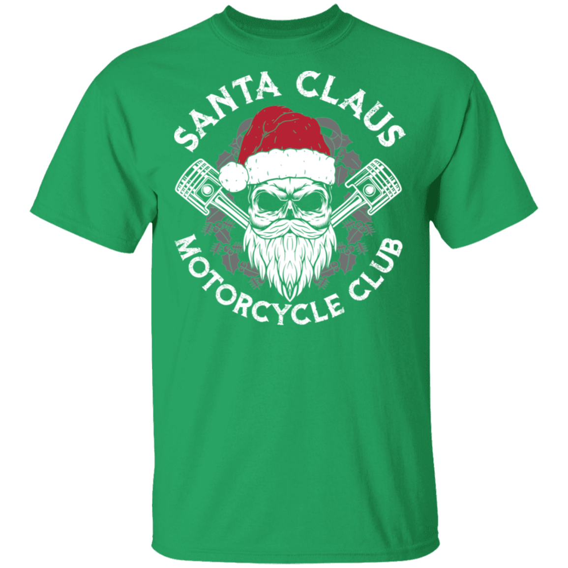 Santa Claus Motorcycle Club Piston Skull Motorcycle T-Shirt