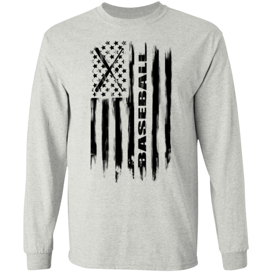 Baseball American Flag Long Sleeve T-Shirt