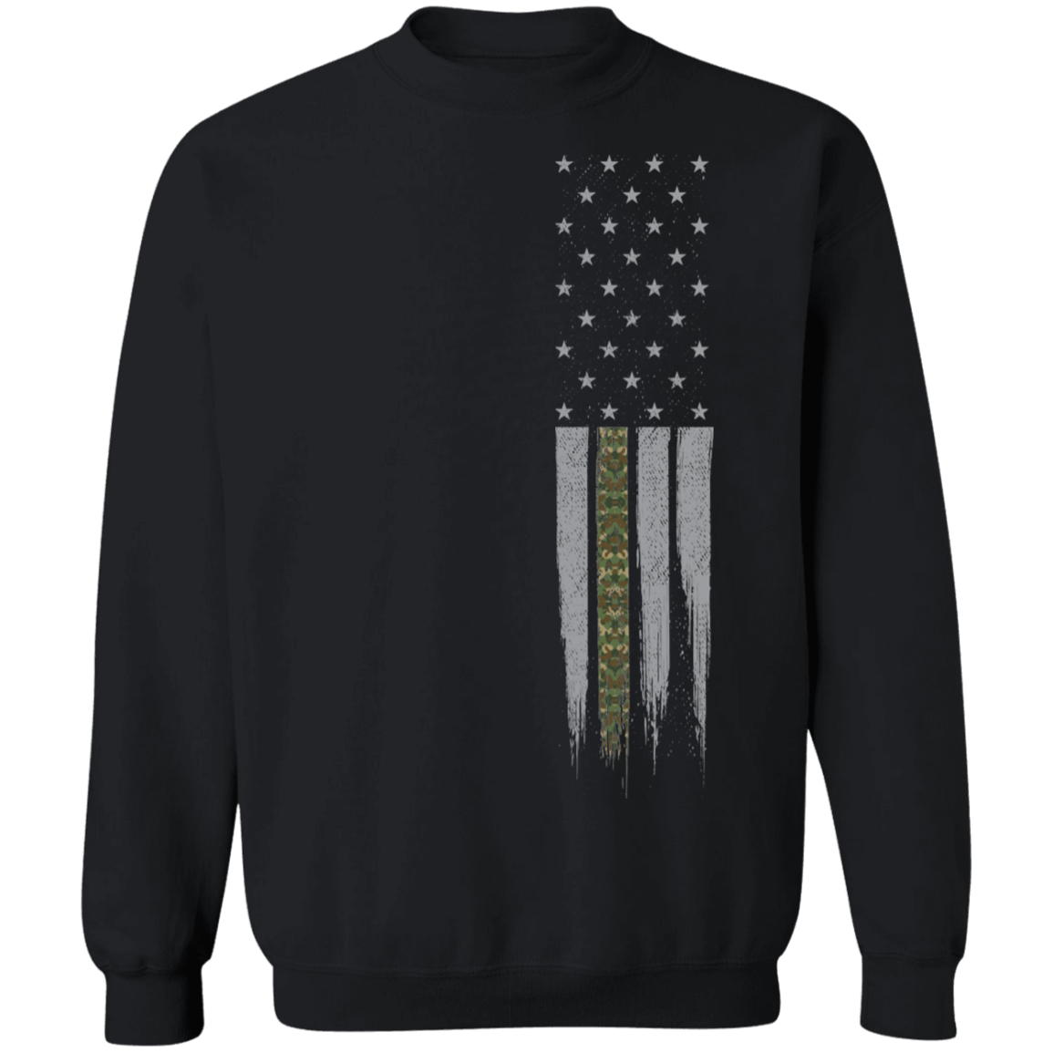 Military Camo Thin Line American Flag Crewneck Sweatshirt