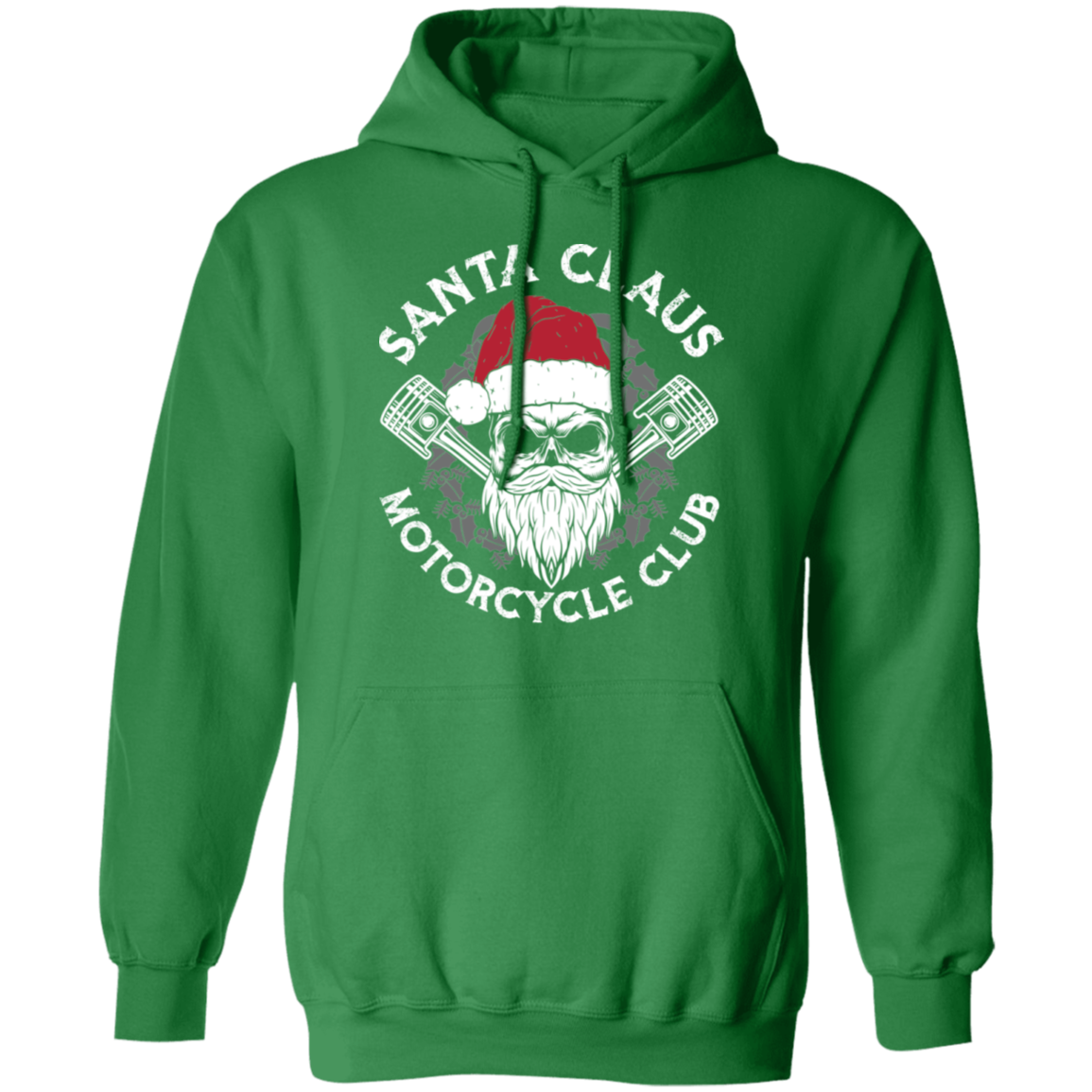 Santa Claus Motorcycle Club Piston Skull Motorcycle Pullover Hoodie
