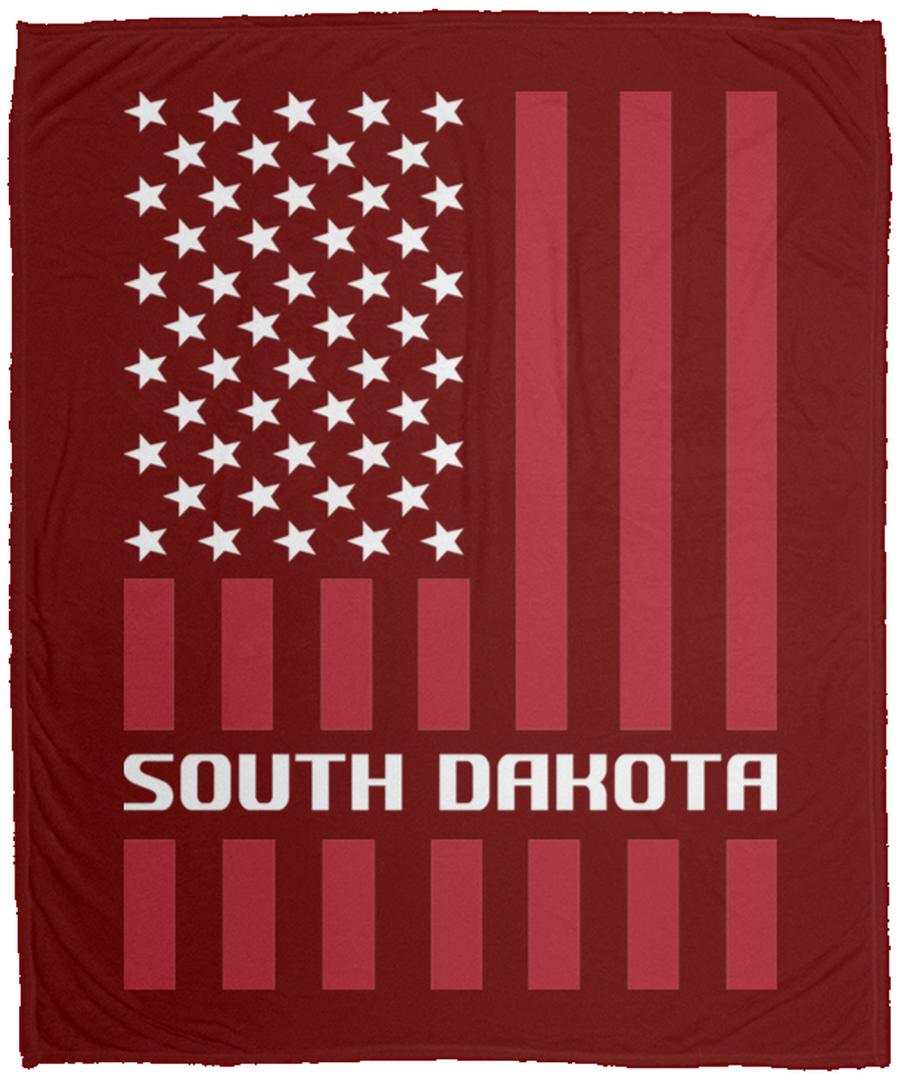 South Dakota American Flag Fleece Blanket - 50x60