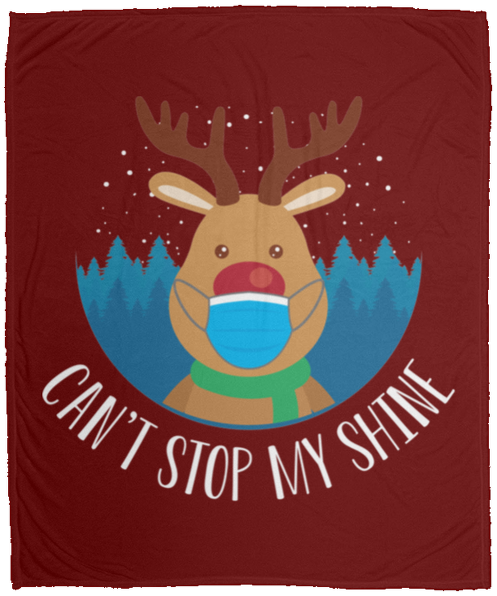 Can't Stop My Shine Santa Reindeer Christmas Fleece Blanket - 50x60