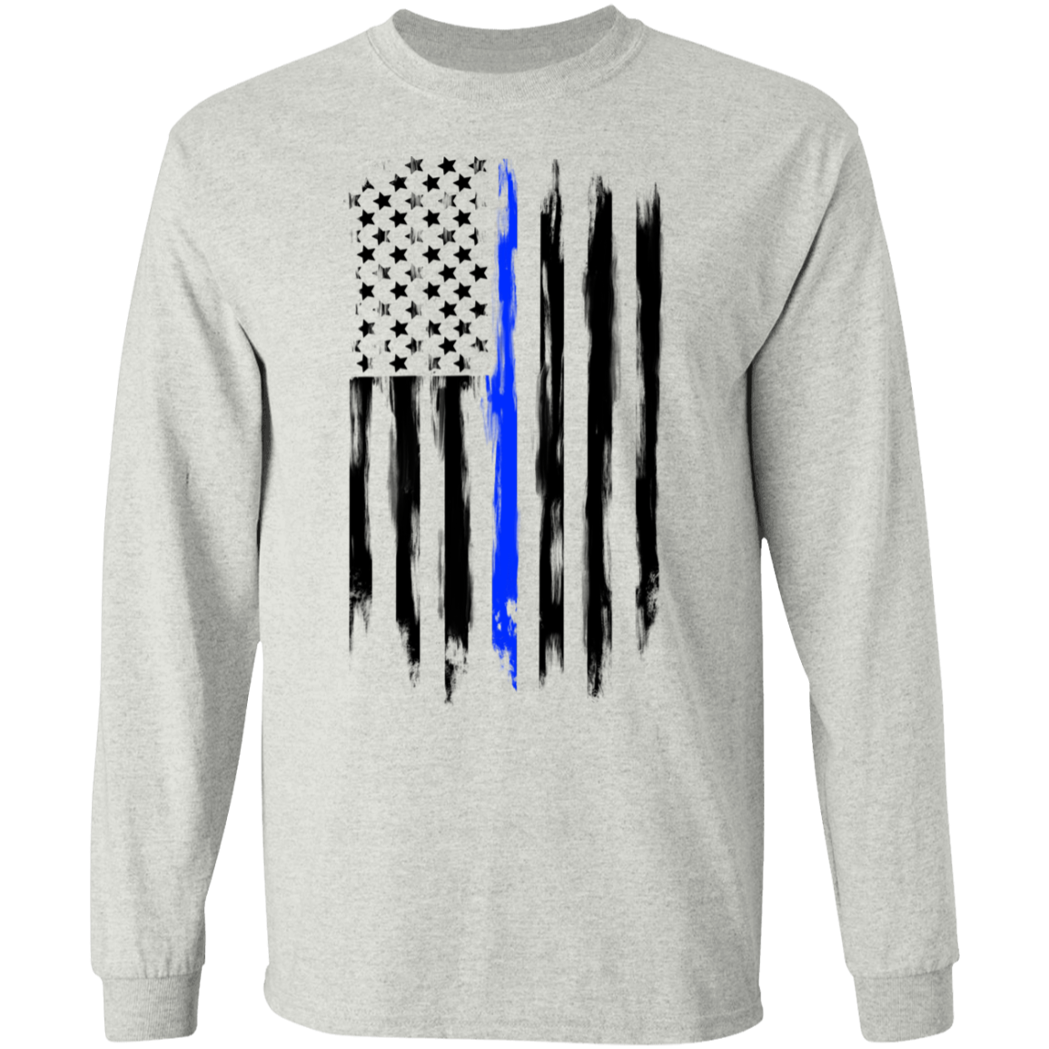 Law Enforcement Thin Blue Line American Flag Long Sleeve T-Shirt