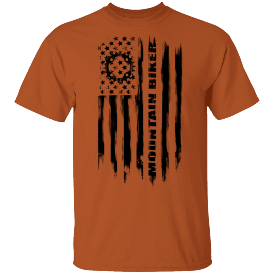 Mountain Biker Biking Cyclist American Flag T-Shirt
