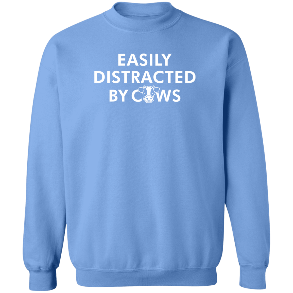 Easily Distracted By Cows Funny Farming Crewneck Sweatshirt