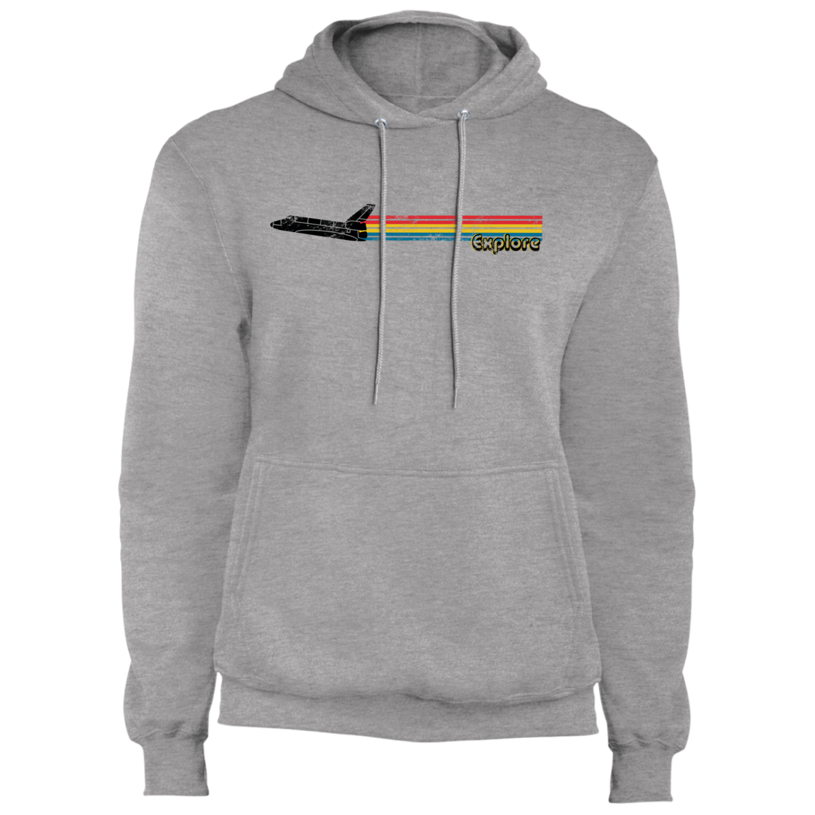 Men's Space Rocket Ship Explorer Fleece Pullover Hoodie