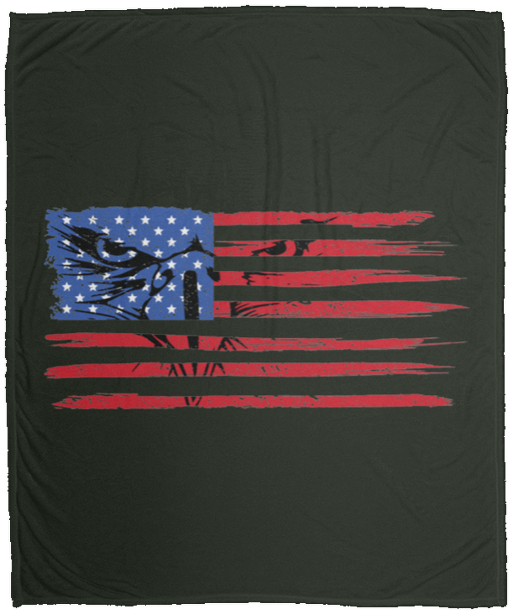 American Flag Bald Eagle Patriot Fleece Blanket - 50x60