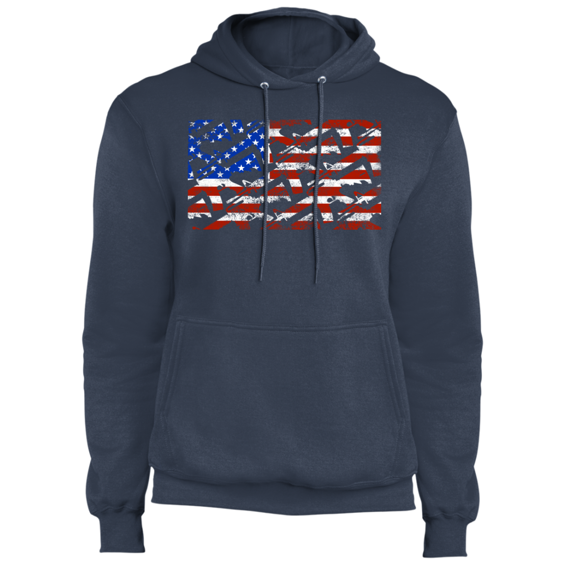 Rifle Firearm American Flag Pullover Hoodie