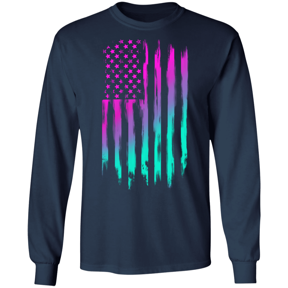 American Flag 80's Retro Long Sleeve T-Shirt