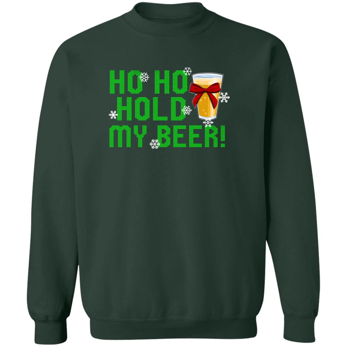 Ho Ho Hold My Beer Funny Christmas Crewneck Sweatshirt