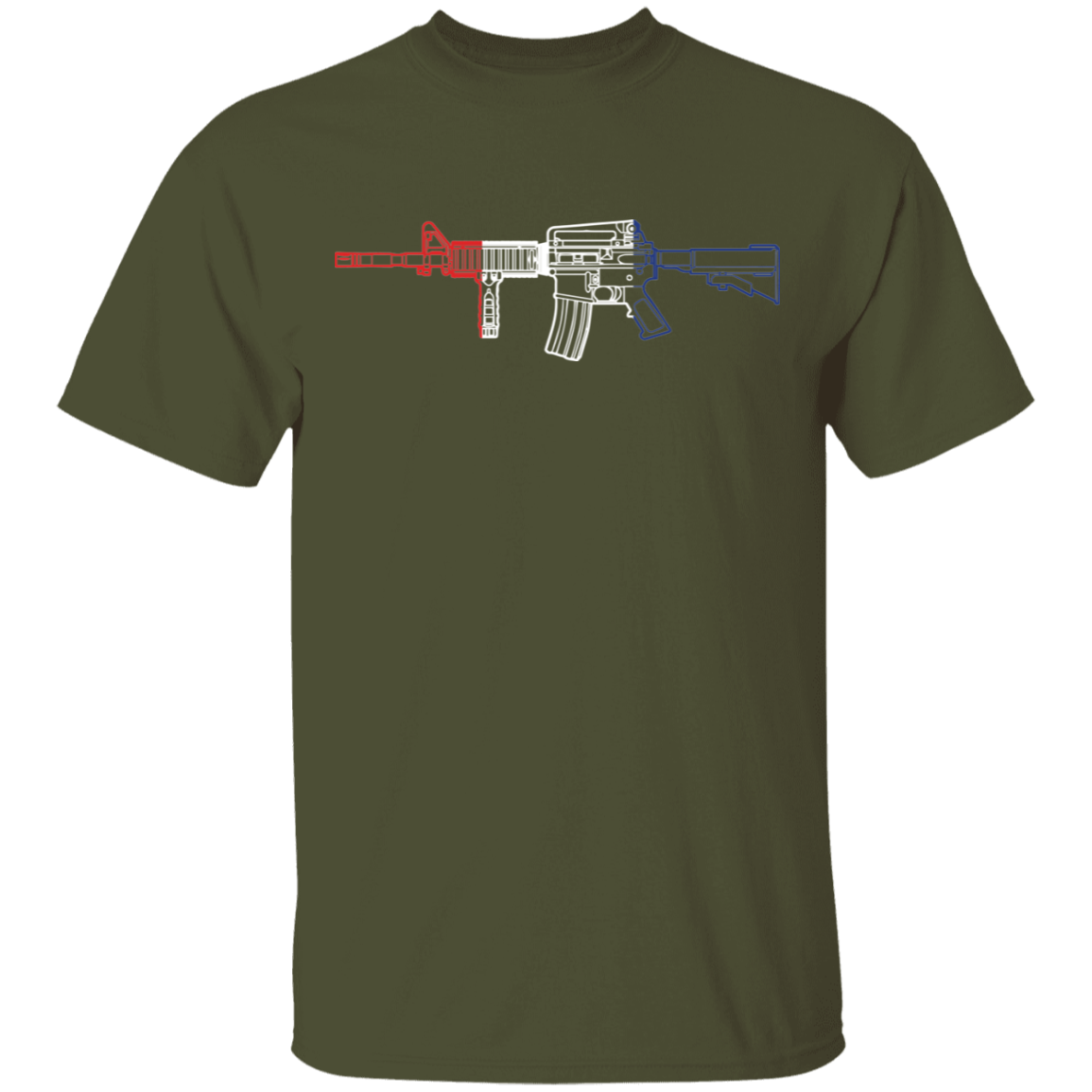 AR-15 Firearm Rifle Red White Blue T-Shirt