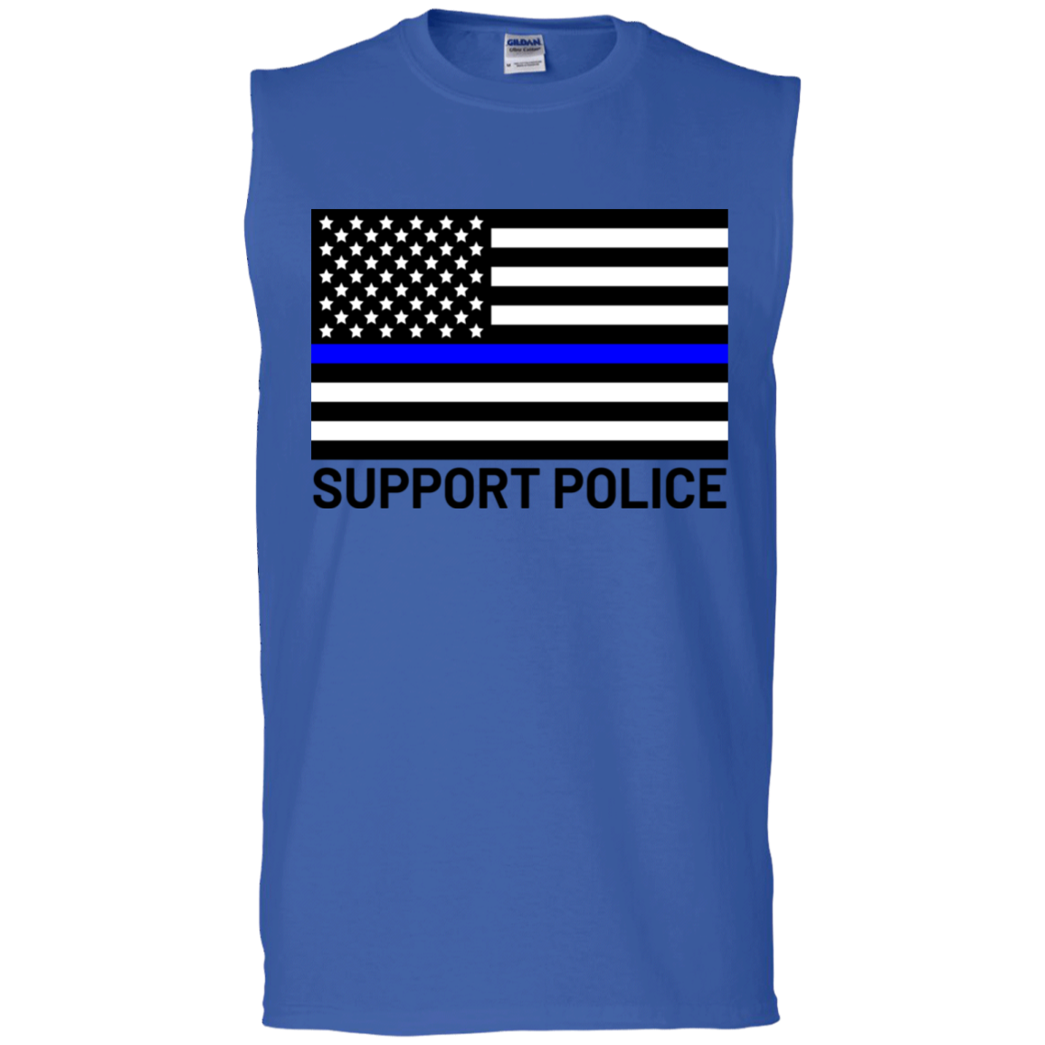 Support Police Blue Line American Flag Sleeveless T-Shirt