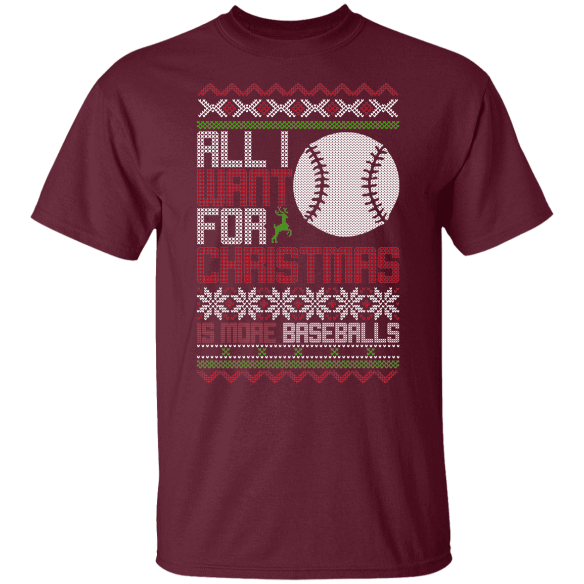 All I Want For Christmas Is More Baseballs Christmas Party T-Shirt