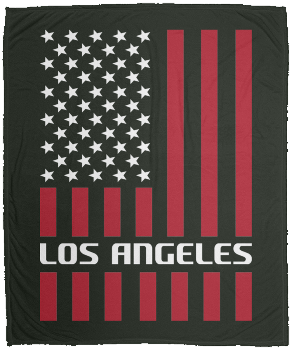 Los Angeles American Flag Fleece Blanket - 50x60