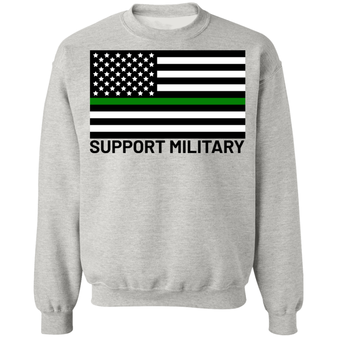 Support Military Green Line American Flag Crewneck Sweatshirt