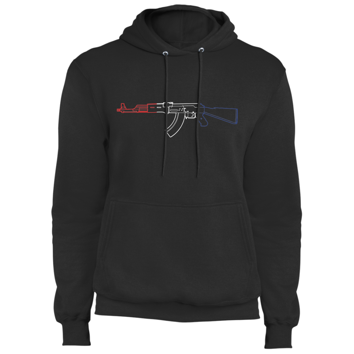 AK-47 Firearm Rifle Red White Blue Pullover Hoodie