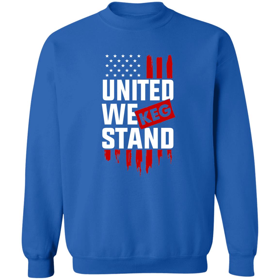 United We Keg Stand Drinking Beer American Flag Crewneck Sweatshirt