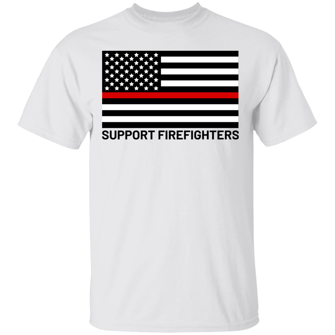Support Firefighters Red Line American Flag T-Shirt