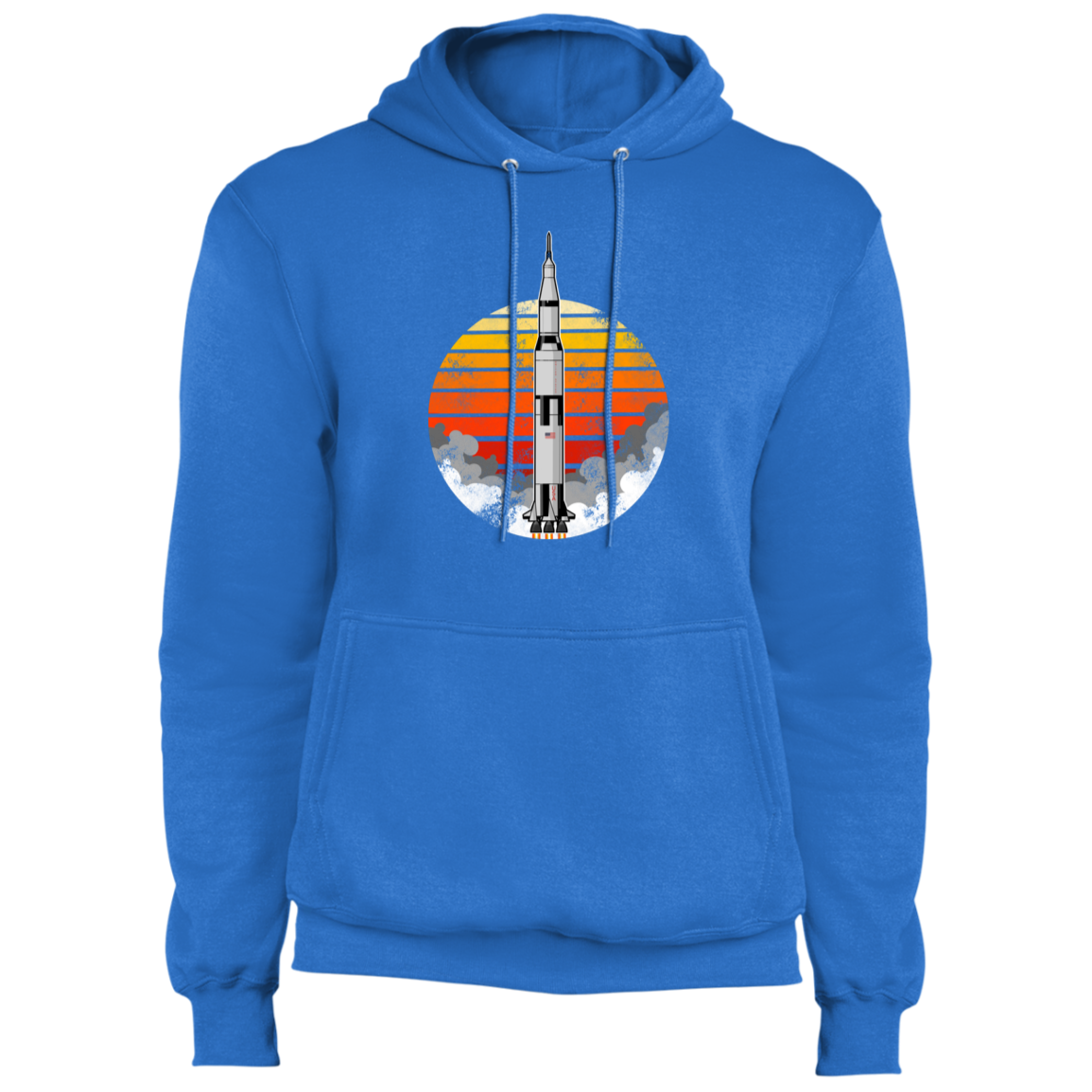 Men's Space USA Sun Rocket Ship Launch Fleece Pullover Hoodie