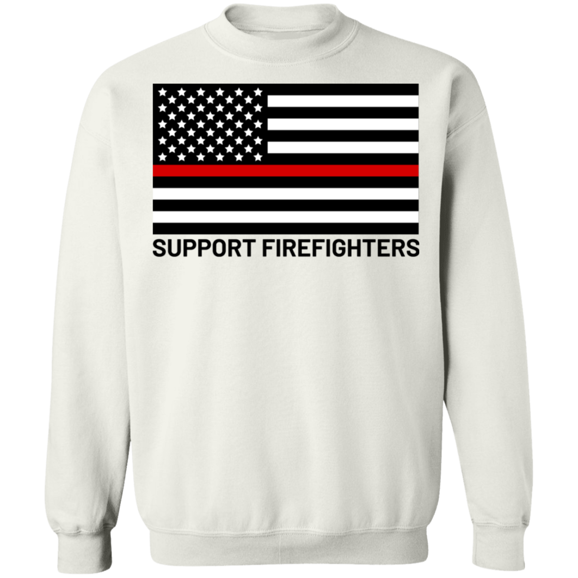 Support Firefighters Red Line American Flag Crewneck Sweatshirt