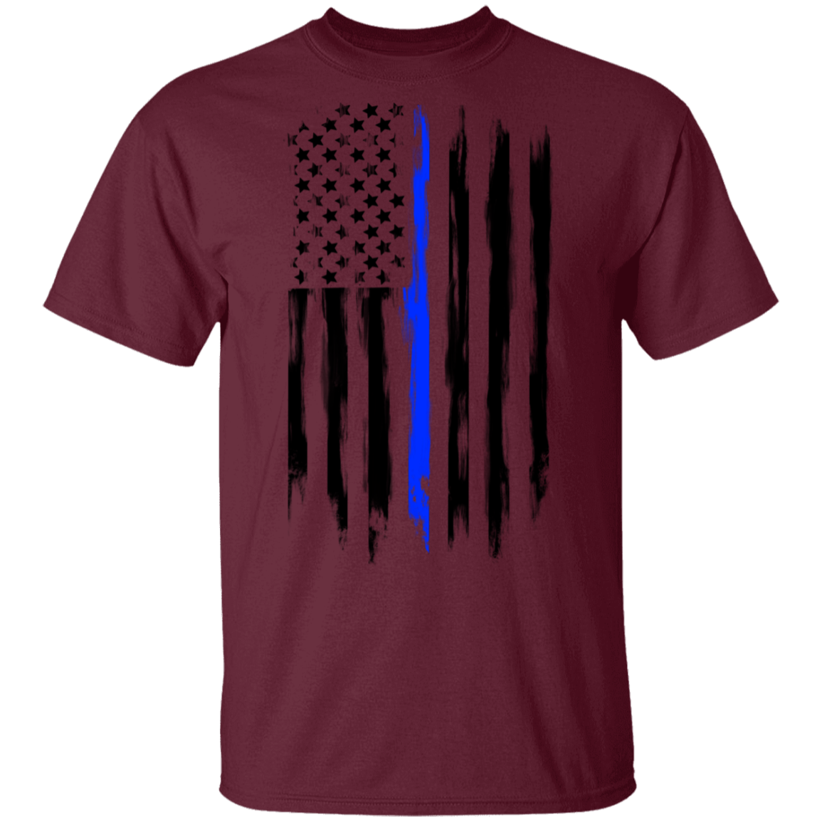 Law Enforcement Thin Blue Line American Flag T-Shirt