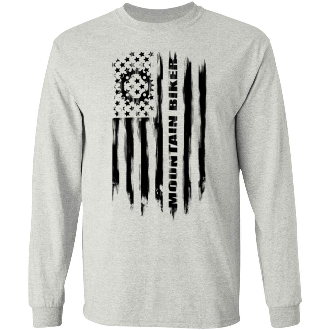 Mountain Biker Biking Cyclist American Flag Long Sleeve T-Shirt