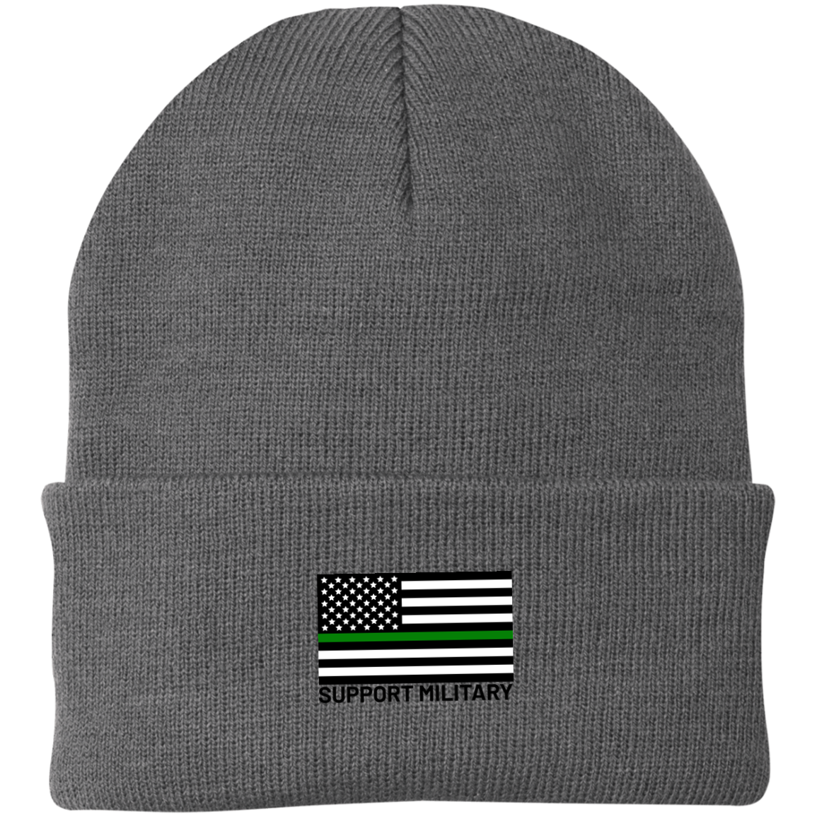 Support Military Thin Green Line American Flag Beanie Cap