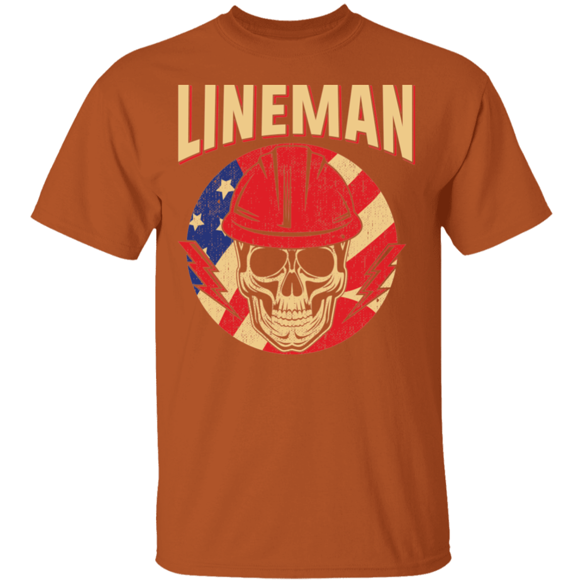Lineman American Flag Skull T-Shirt