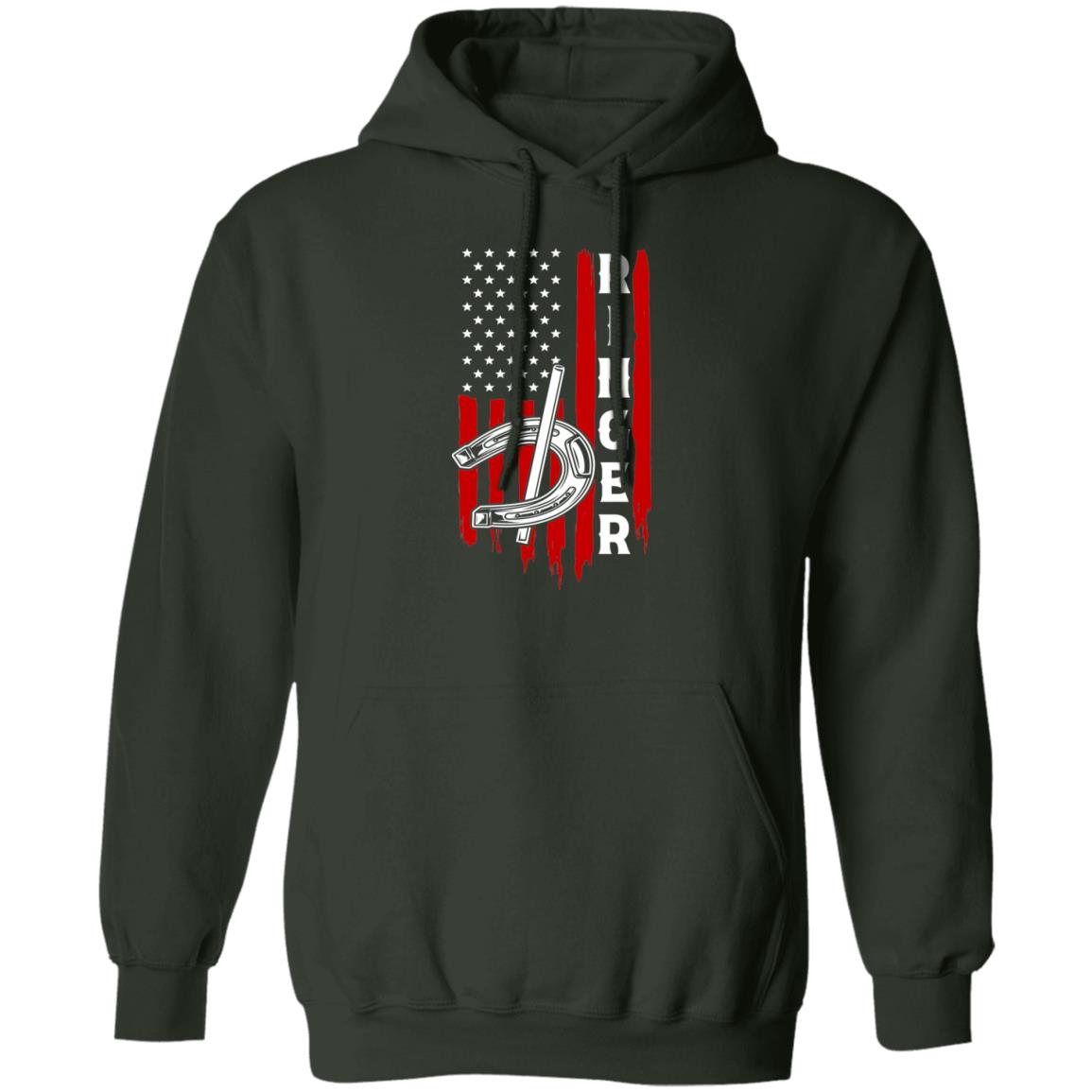Ringer Horseshoe American Flag Pullover Hoodie