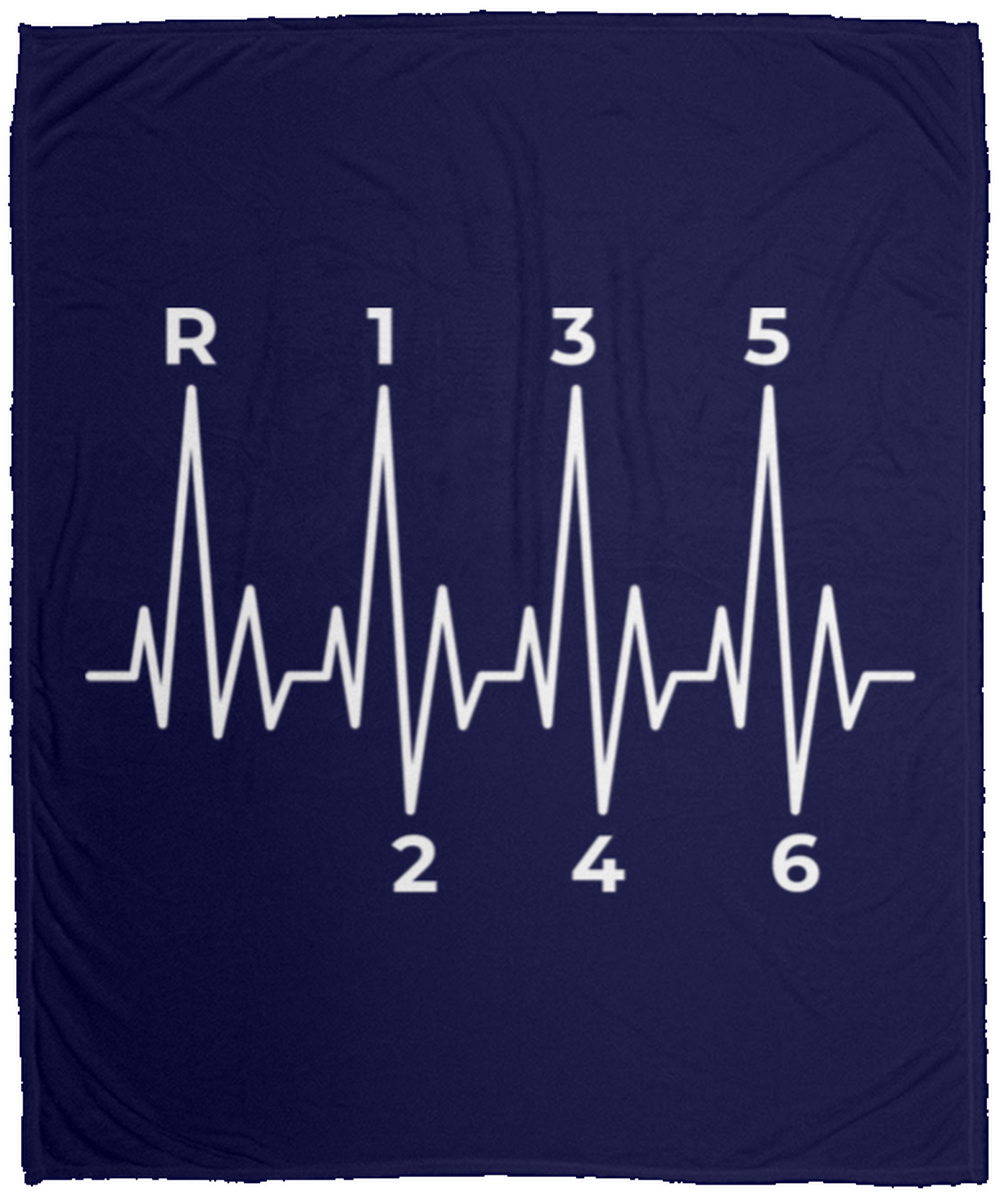 6 Speed Manual Heartbeat Stick Shift Fleece Blanket - 50x60